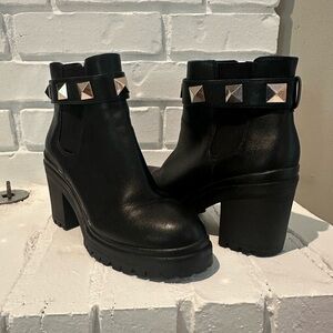 Size 9 studded black ankle boots. 3.5 inch heel. Worn only once